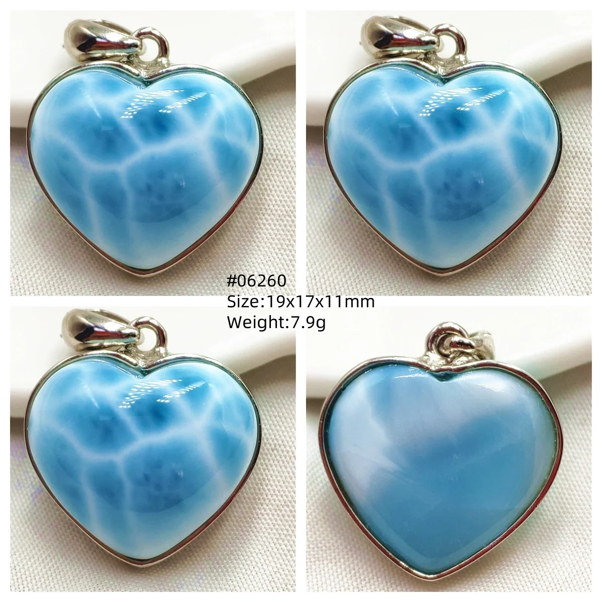 Oval Blue Larimar Teardrop Pendant Necklace, AAAAAA - Image 44