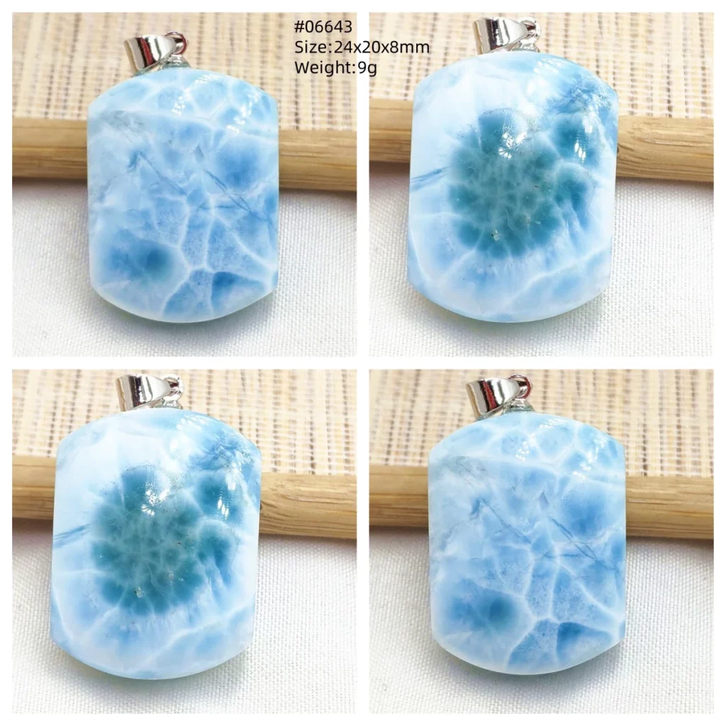 Natural Blue Larimar Pendant, Rare Dominica Stone