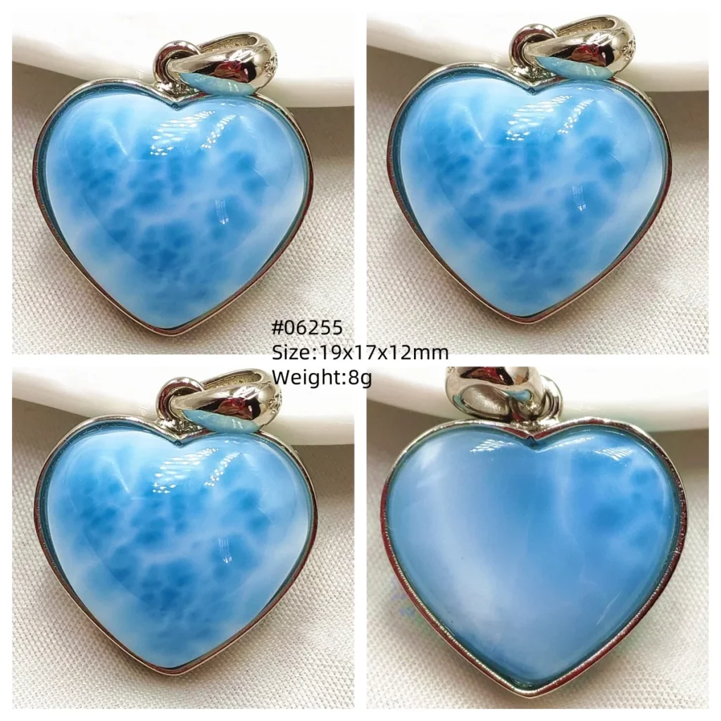 Oval Blue Larimar Teardrop Pendant Necklace, AAAAAA