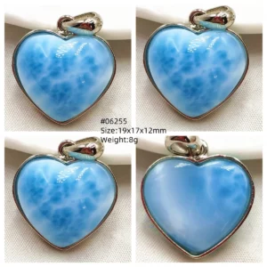 Oval Blue Larimar Teardrop Pendant Necklace, AAAAAA - Image 47