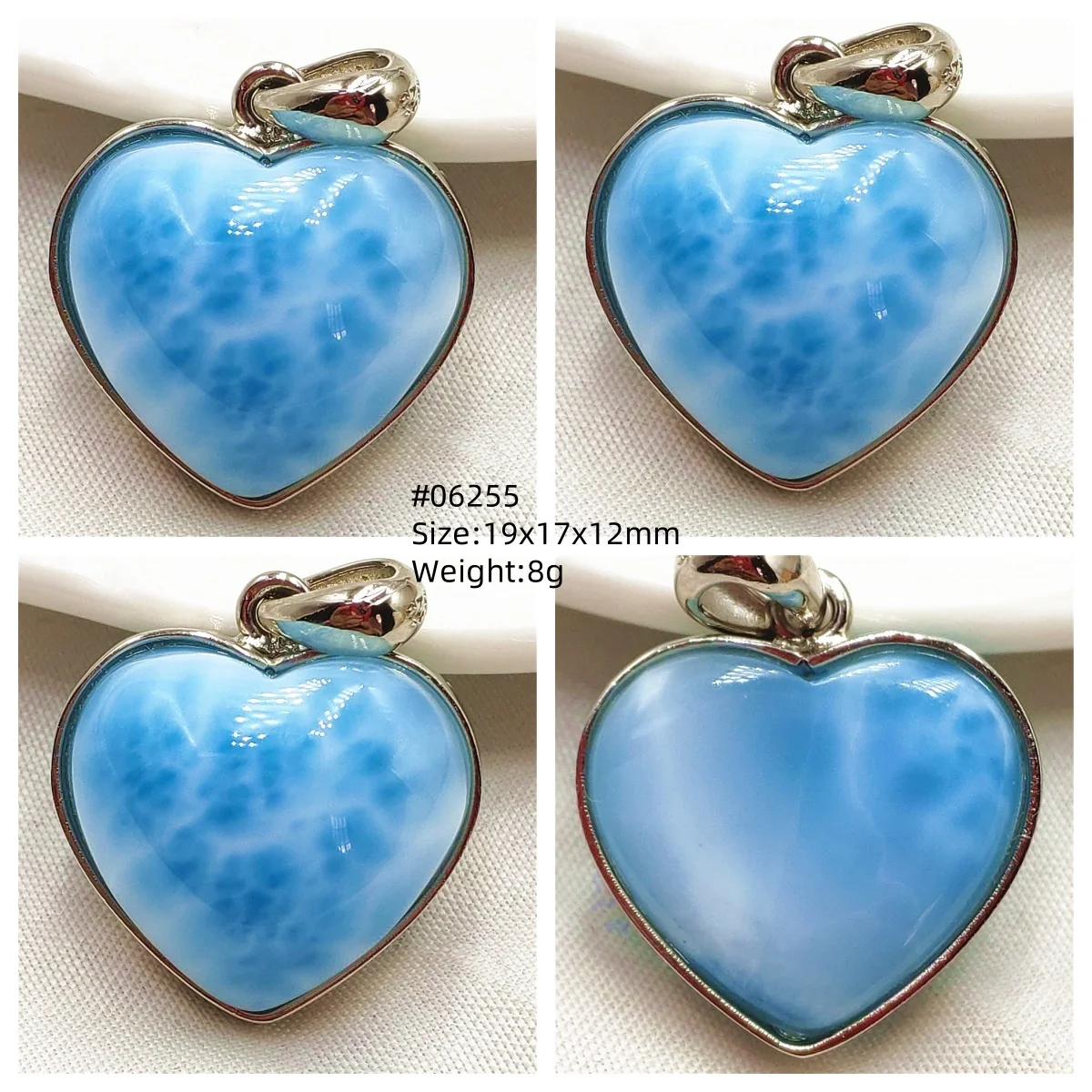 Oval Blue Larimar Teardrop Pendant Necklace, AAAAAA - Image 47