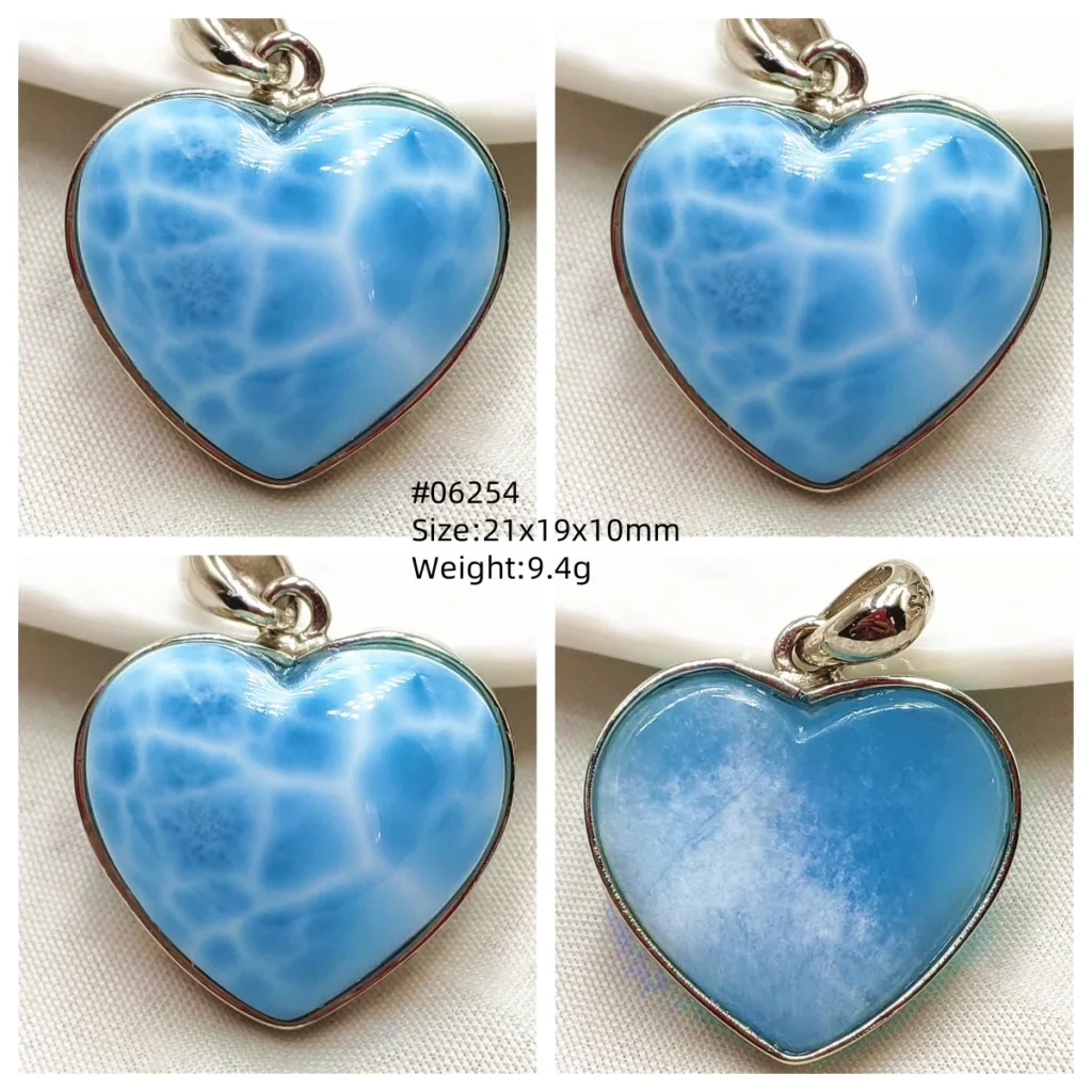 Oval Blue Larimar Teardrop Pendant Necklace, AAAAAA