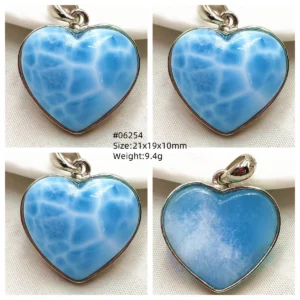 Oval Blue Larimar Teardrop Pendant Necklace, AAAAAA - Image 46