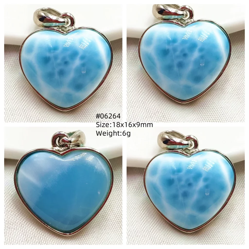 Natural Blue Larimar Pendant, Rare Dominica Stone