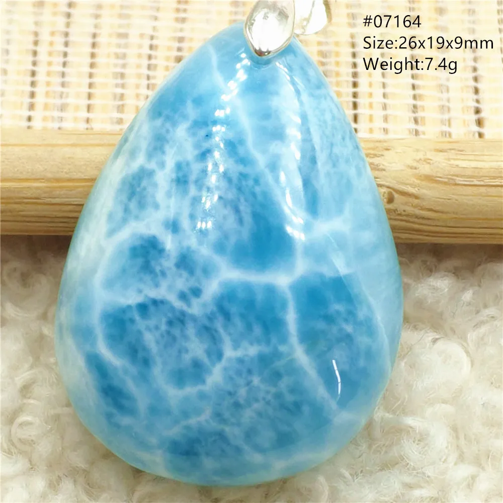 Natural Blue Larimar Pendant, Rare Dominica Stone