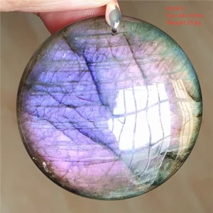 Natural Labradorite Flash Pendant Necklace, Water Drop - Image 1