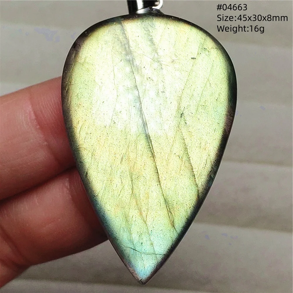 Natural Labradorite Flash Pendant Necklace, Water Drop