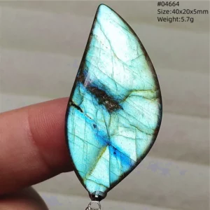 Natural Labradorite Flash Pendant Necklace, Water Drop - Image 32