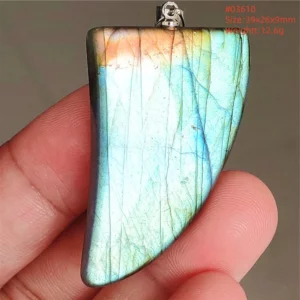 Natural Labradorite Flash Pendant Necklace, Water Drop - Image 7
