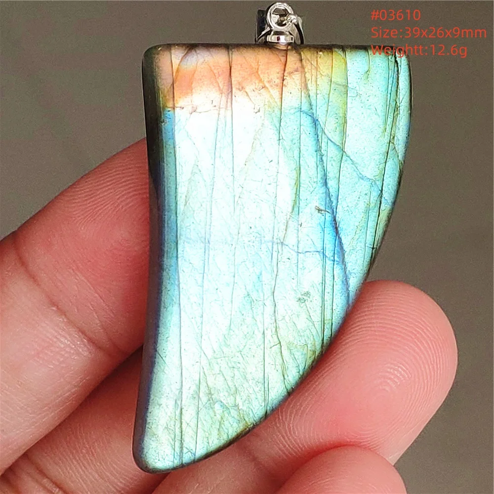 Natural Labradorite Flash Pendant Necklace, Water Drop