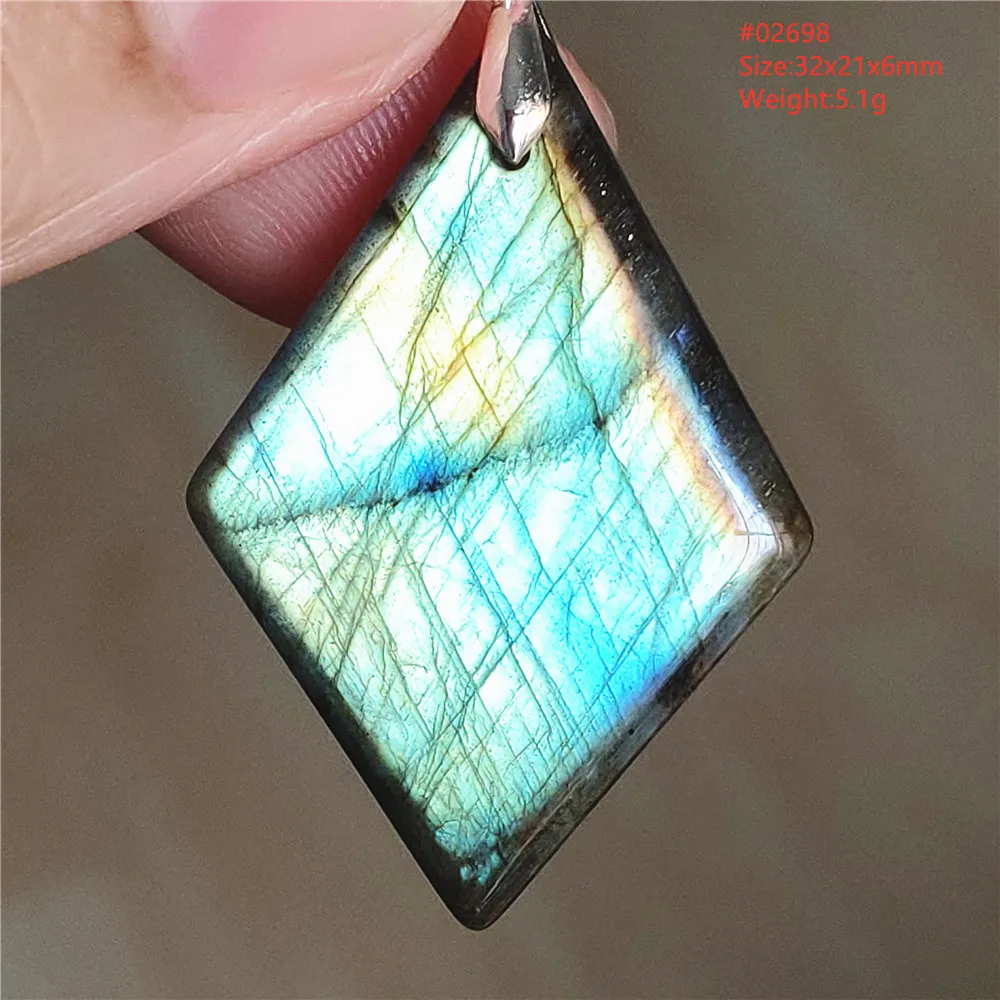 Natural Labradorite Flash Pendant Necklace, Water Drop