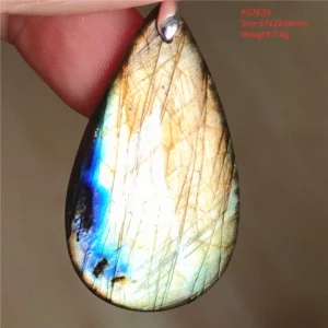 Natural Labradorite Flash Pendant Necklace, Water Drop - Image 55