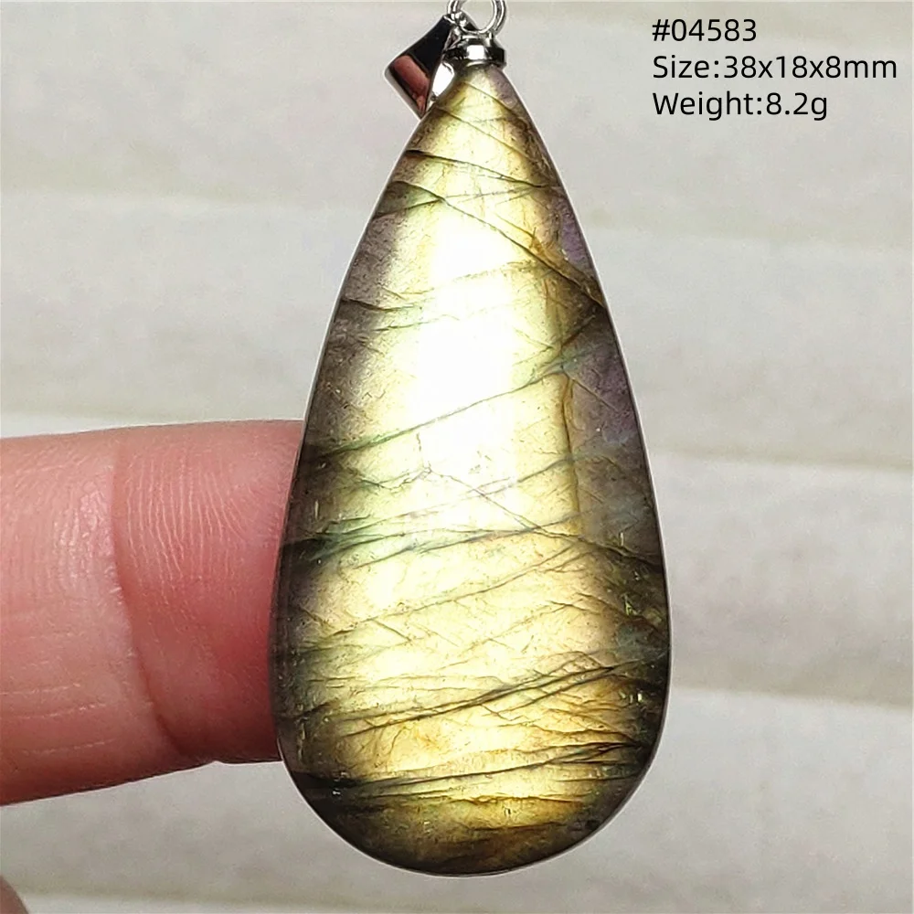 Blue Light Labradorite Pendant, Water Drop Crystal Necklace
