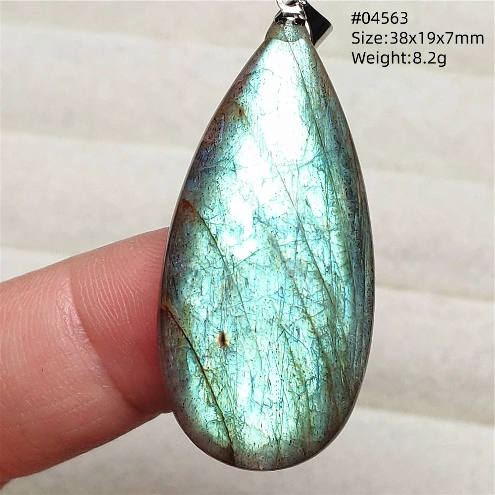 Blue Light Labradorite Pendant, Water Drop Crystal Necklace