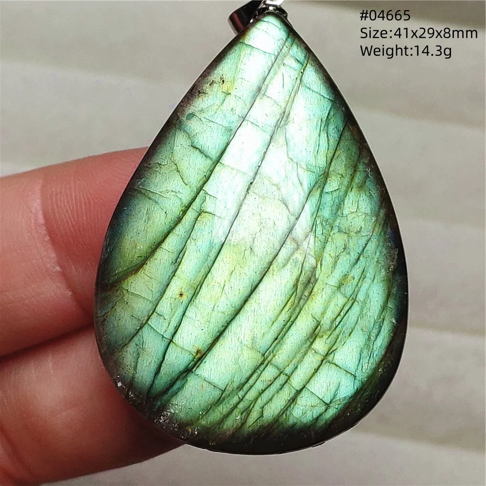 Natural Labradorite Flash Pendant Necklace, Water Drop