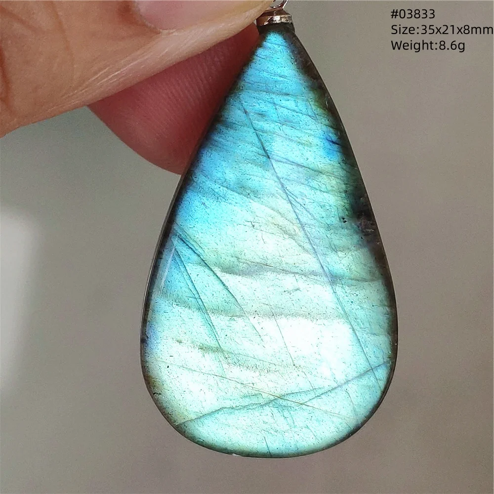 Blue Light Labradorite Pendant, Water Drop Crystal Necklace