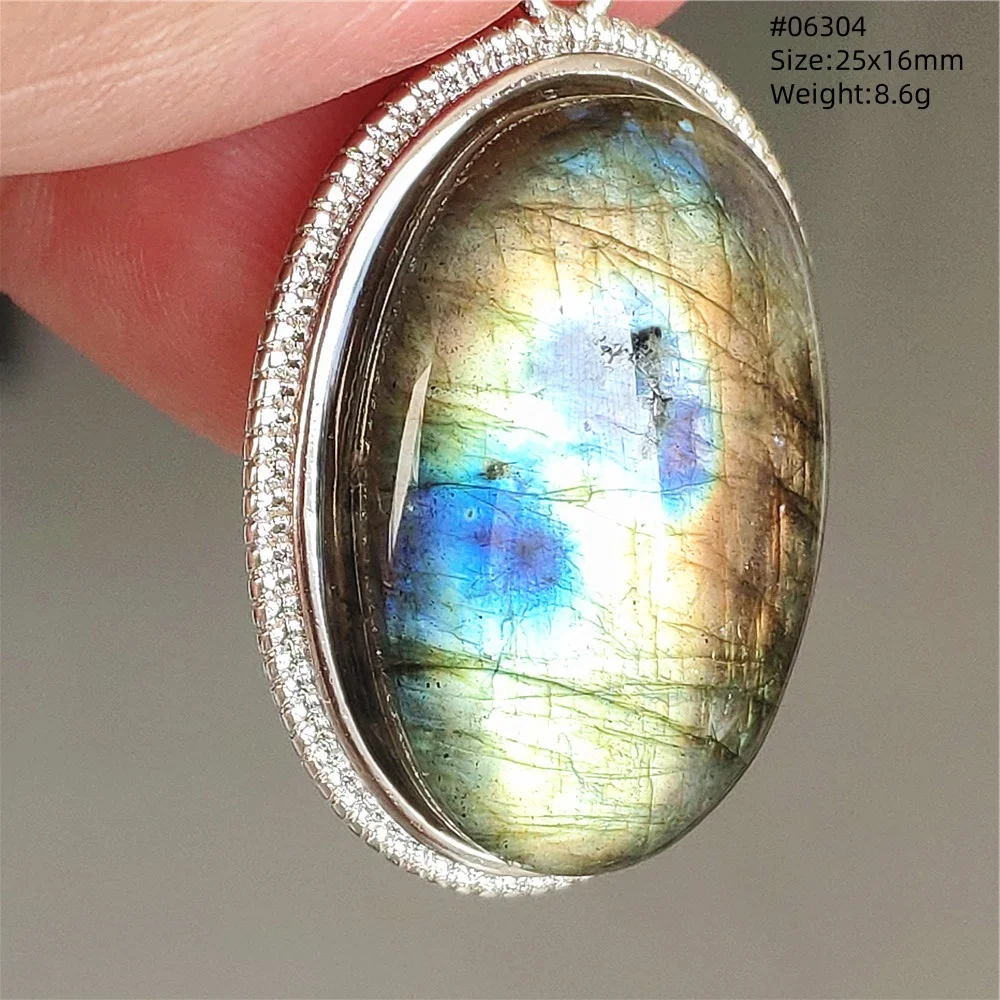 Blue Light Labradorite Pendant, Water Drop Crystal Necklace