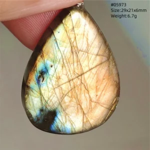 Natural Labradorite Flash Pendant Necklace, Water Drop - Image 22