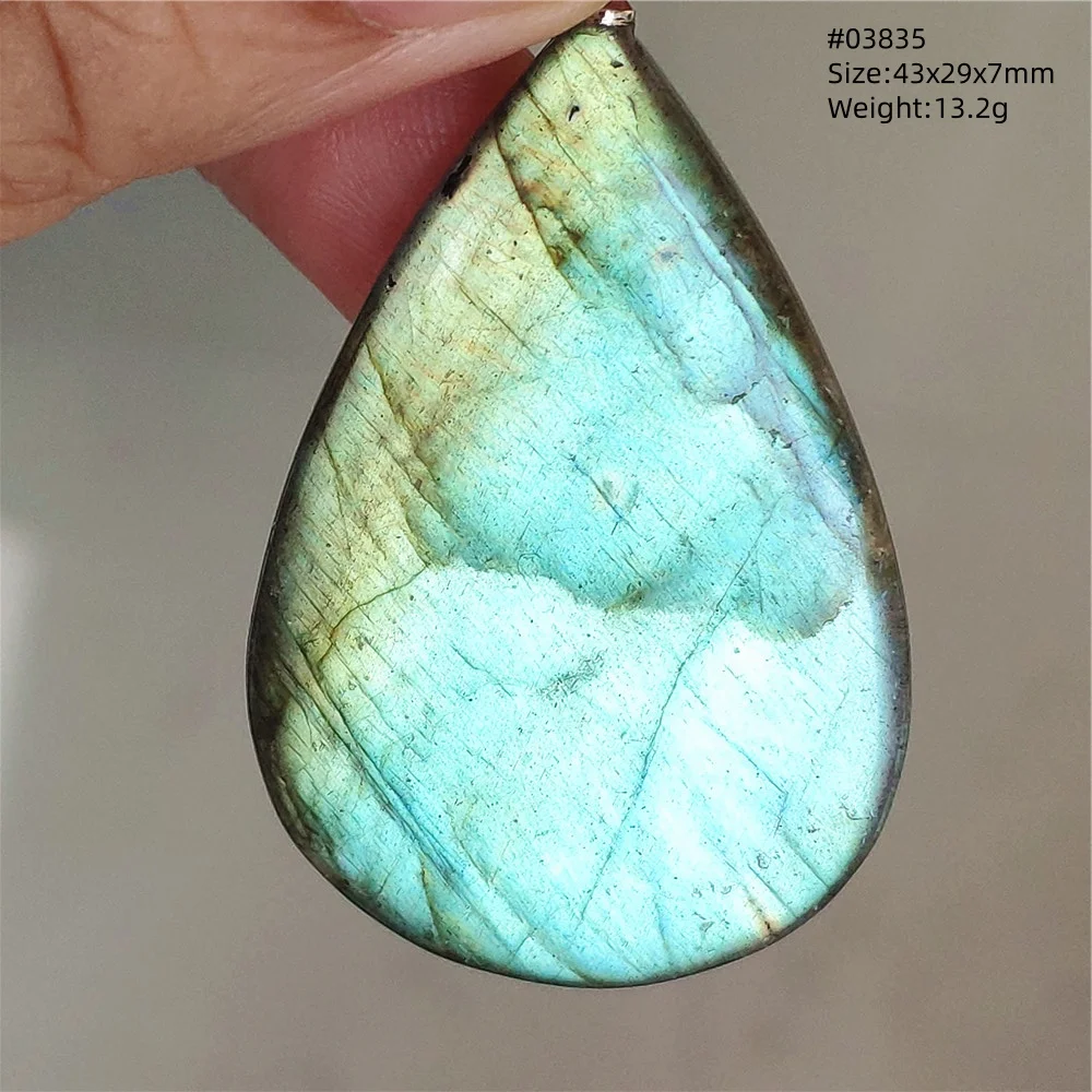 Blue Light Labradorite Pendant, Water Drop Crystal Necklace