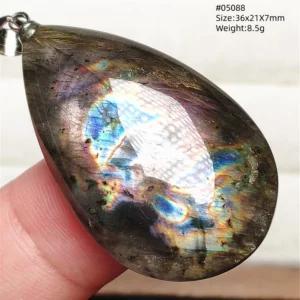 Blue Light Labradorite Pendant, Water Drop Crystal Necklace - Image 11
