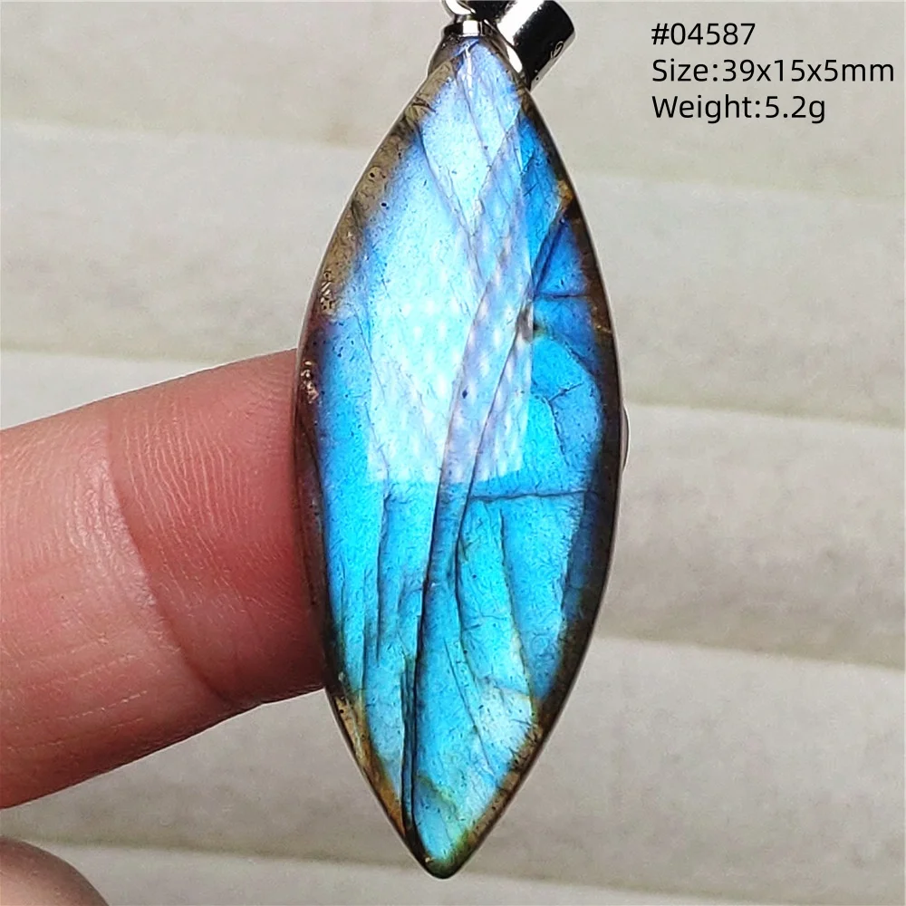 Natural Labradorite Flash Pendant Necklace, Water Drop