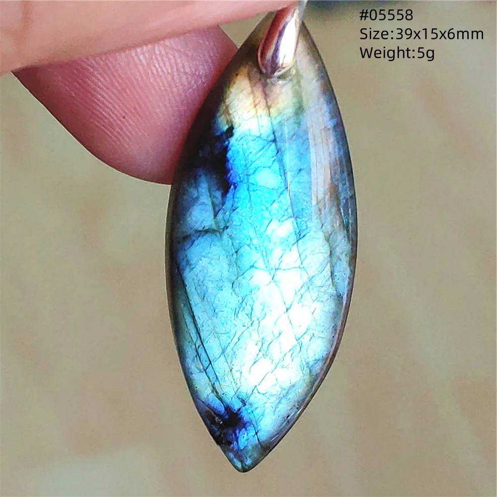 Natural Labradorite Flash Pendant Necklace, Water Drop