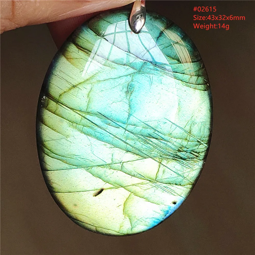 Natural Labradorite Flash Pendant Necklace, Water Drop