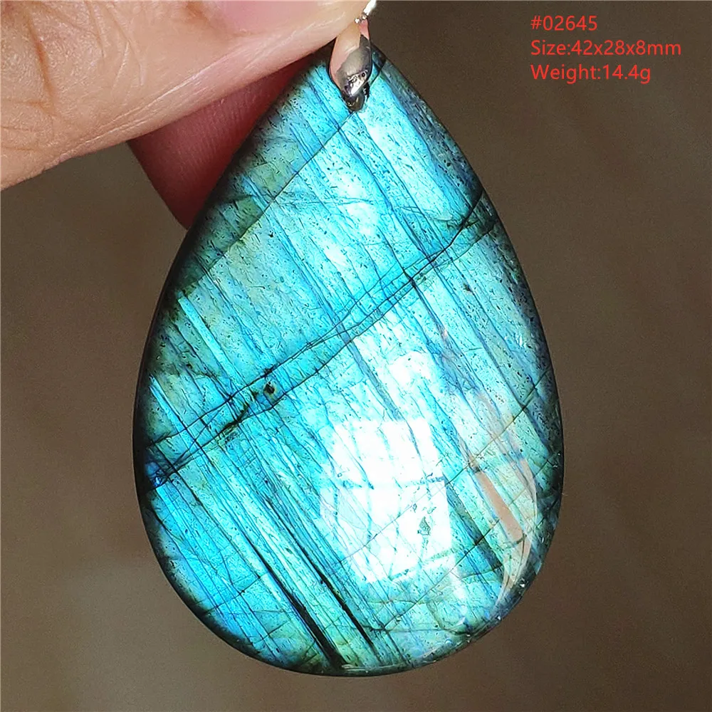 Natural Labradorite Flash Pendant Necklace, Water Drop