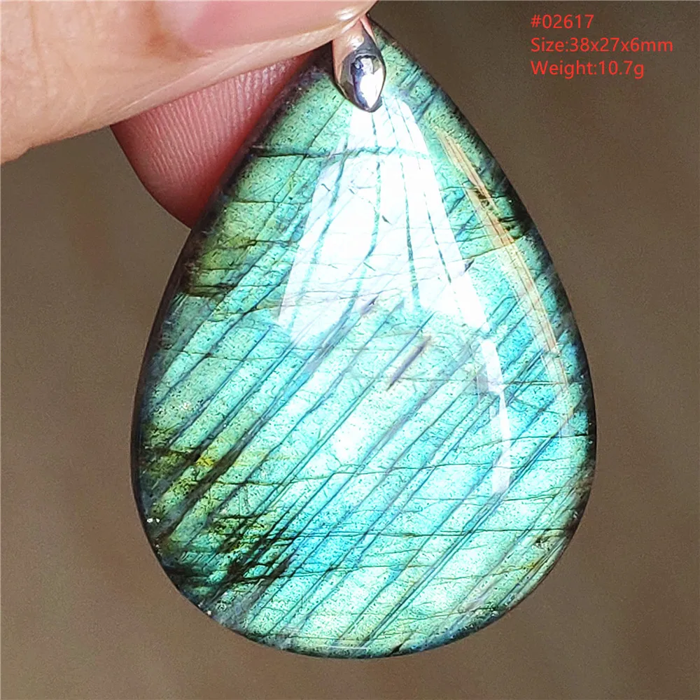 Natural Labradorite Flash Pendant Necklace, Water Drop