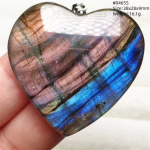 Natural Labradorite Flash Pendant Necklace, Water Drop - Image 29