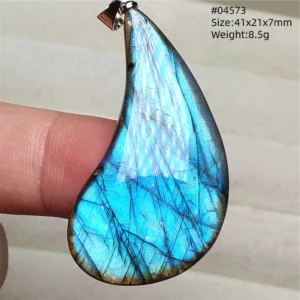 Blue Light Labradorite Pendant, Water Drop Crystal Necklace - Image 42