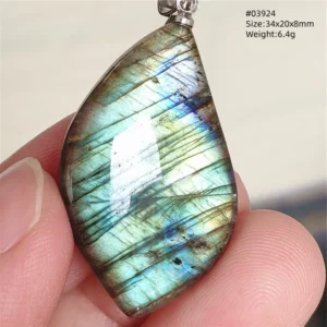 Natural Labradorite Flash Pendant Necklace, Water Drop - Image 45