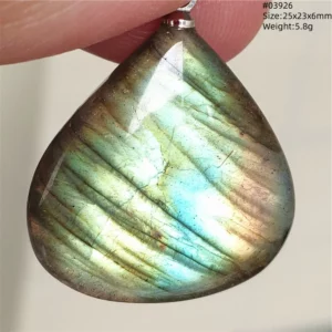 Natural Labradorite Flash Pendant Necklace, Water Drop - Image 46