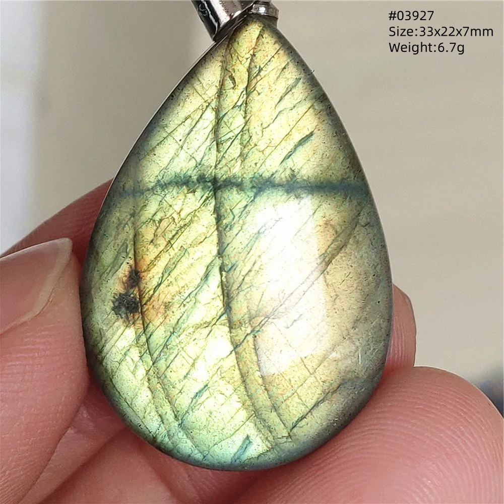 Natural Labradorite Flash Pendant Necklace, Water Drop