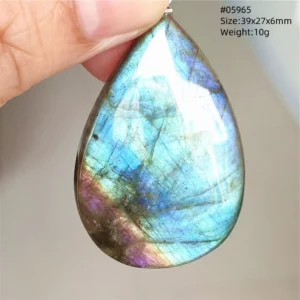 Natural Labradorite Flash Pendant Necklace, Water Drop - Image 26