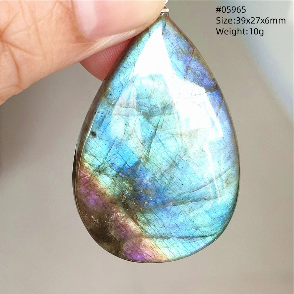 Natural Labradorite Flash Pendant Necklace, Water Drop