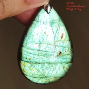 Natural Labradorite Flash Pendant Necklace, Water Drop - Image 61