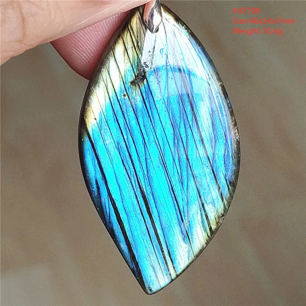 Natural Labradorite Flash Pendant Necklace, Water Drop