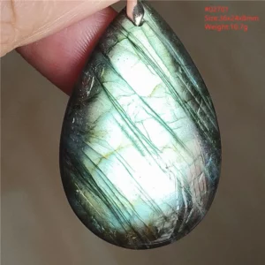Natural Labradorite Flash Pendant Necklace, Water Drop - Image 13