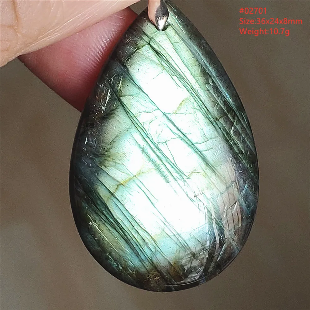 Natural Labradorite Flash Pendant Necklace, Water Drop