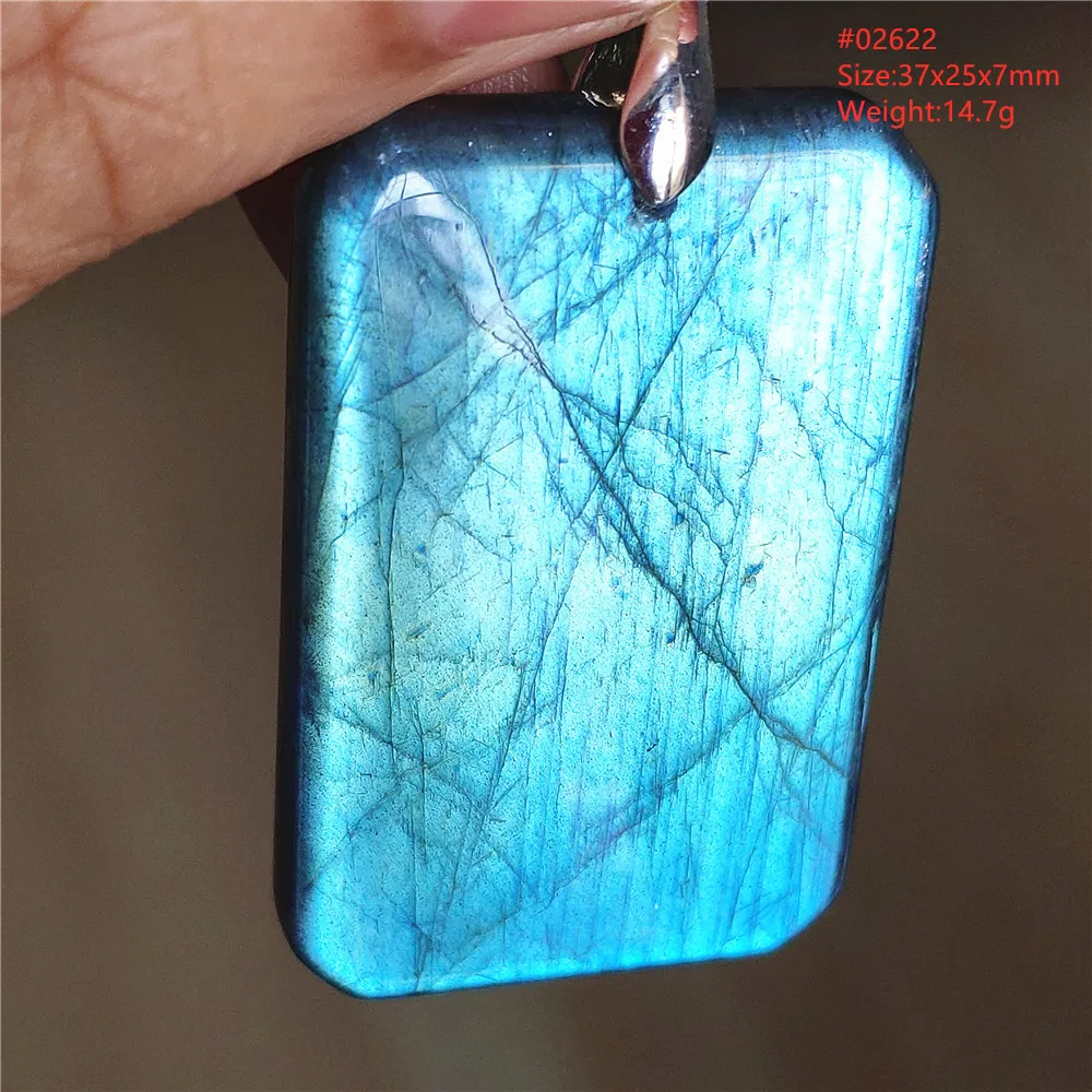 Natural Labradorite Flash Pendant Necklace, Water Drop
