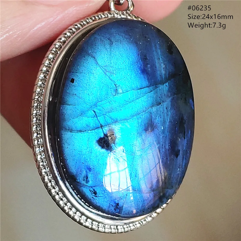 Blue Light Labradorite Pendant, Water Drop Crystal Necklace