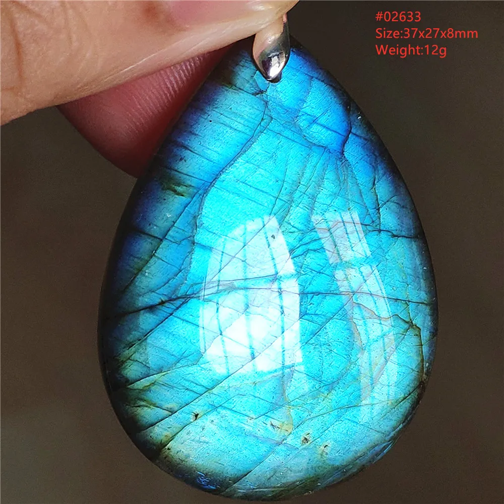 Natural Labradorite Flash Pendant Necklace, Water Drop