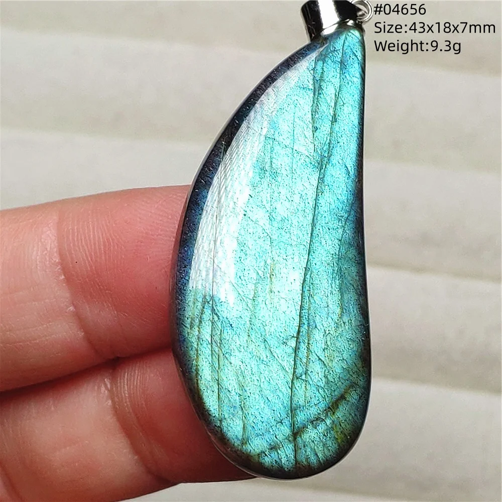 Natural Labradorite Flash Pendant Necklace, Water Drop