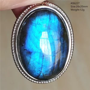 Blue Light Labradorite Pendant, Water Drop Crystal Necklace - Image 4