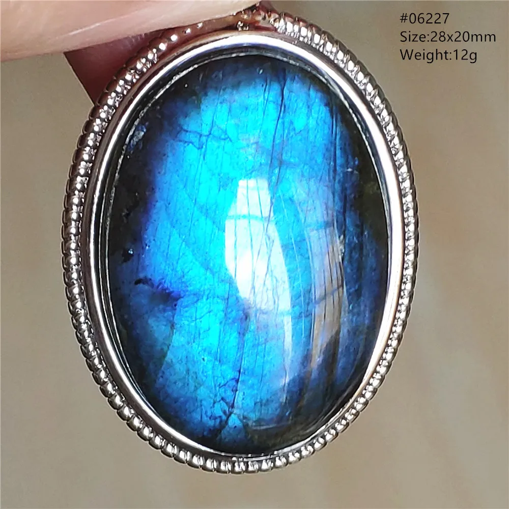 Blue Light Labradorite Pendant, Water Drop Crystal Necklace
