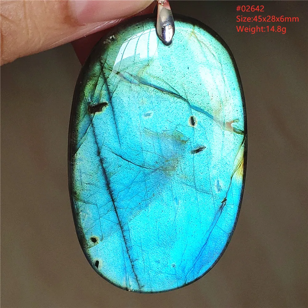 Natural Labradorite Flash Pendant Necklace, Water Drop