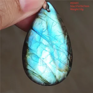 Natural Labradorite Flash Pendant Necklace, Water Drop - Image 18
