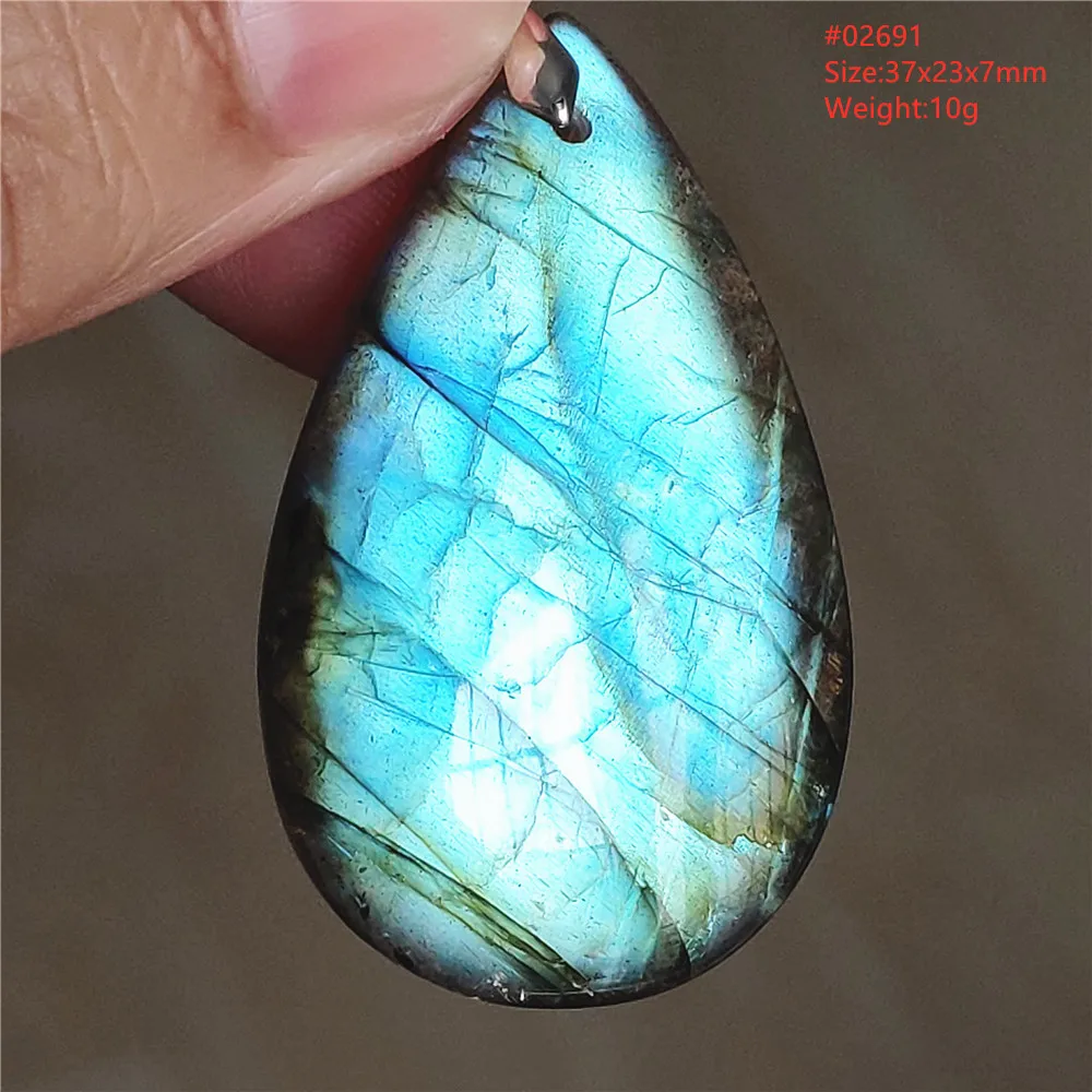 Natural Labradorite Flash Pendant Necklace, Water Drop