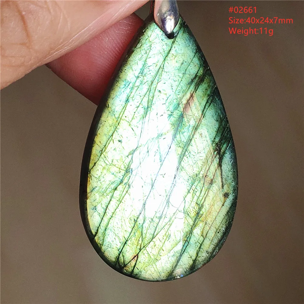 Natural Labradorite Flash Pendant Necklace, Water Drop